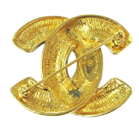 CHANEL CC Logos Quilted Brooch Pin Gold-Tone Accessories Vintage 1153 AK38329f - Picture 2 of 4